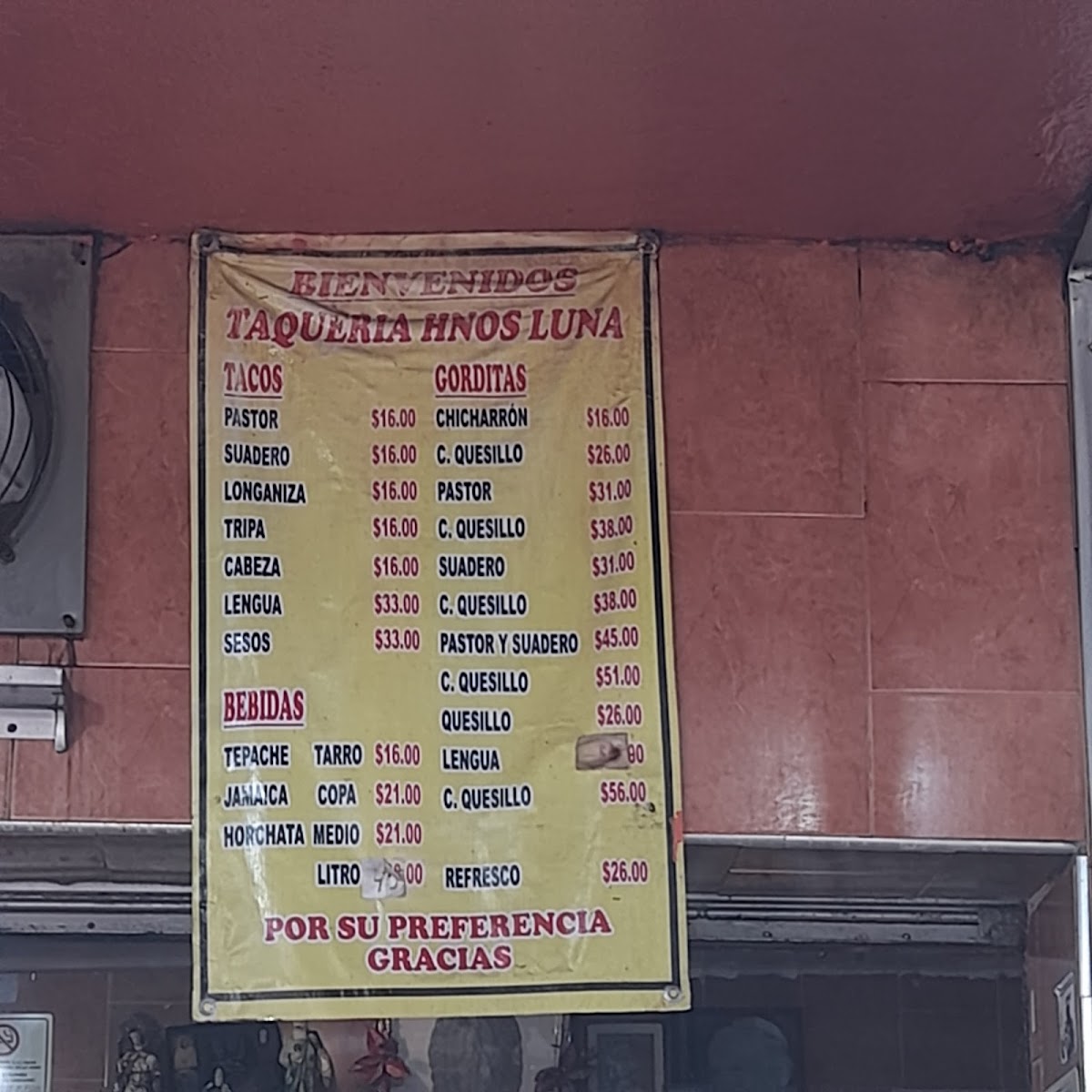 Taquería Hermanos Luna Menu - Image 2